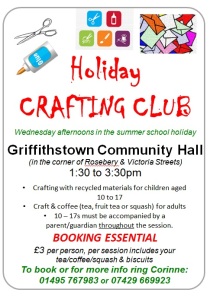 Book Now for the school summer holiday Wednesday Crafternoons